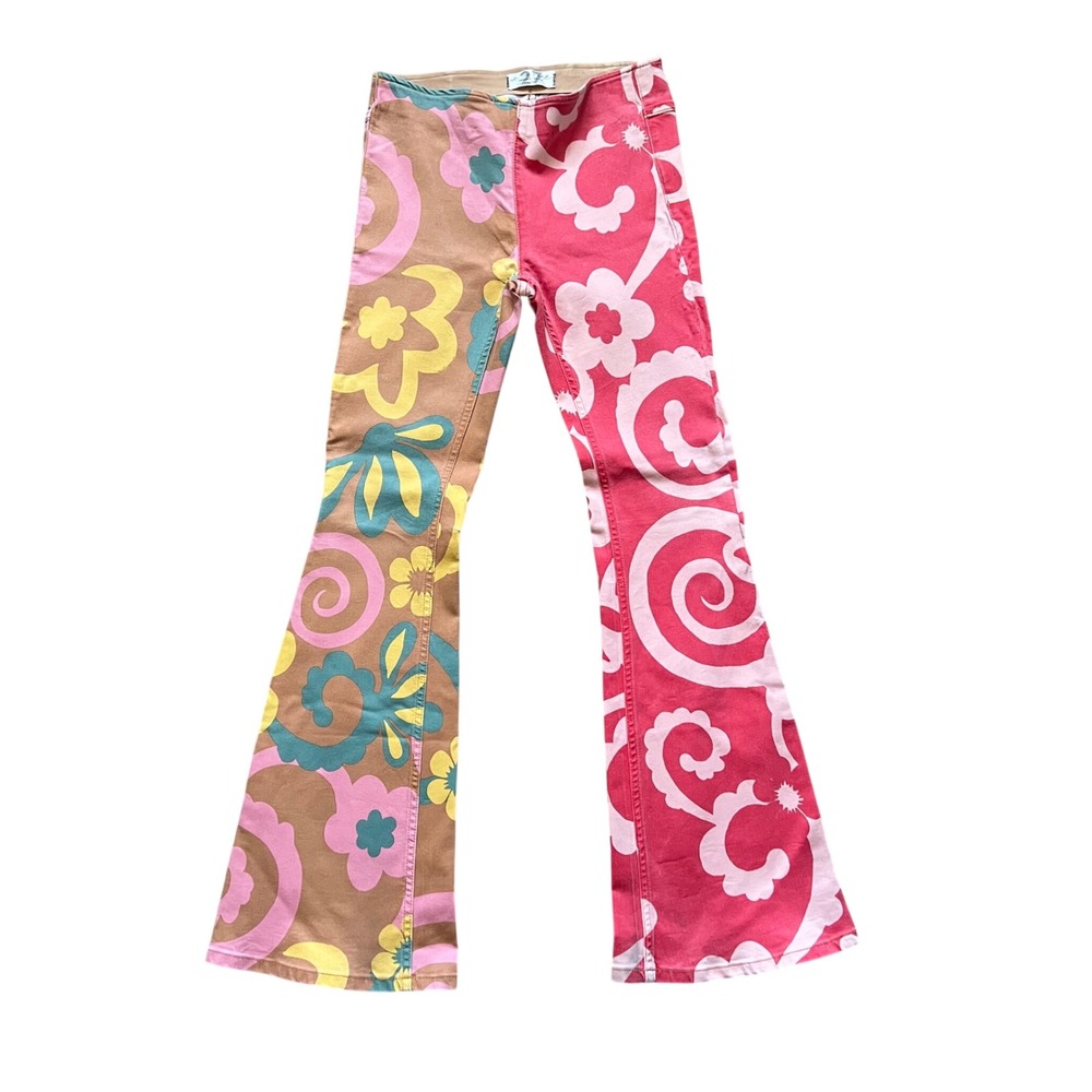 We The Free Womens Flare Pants Size 27 Pink Floral Bell Bottom Boho 70s